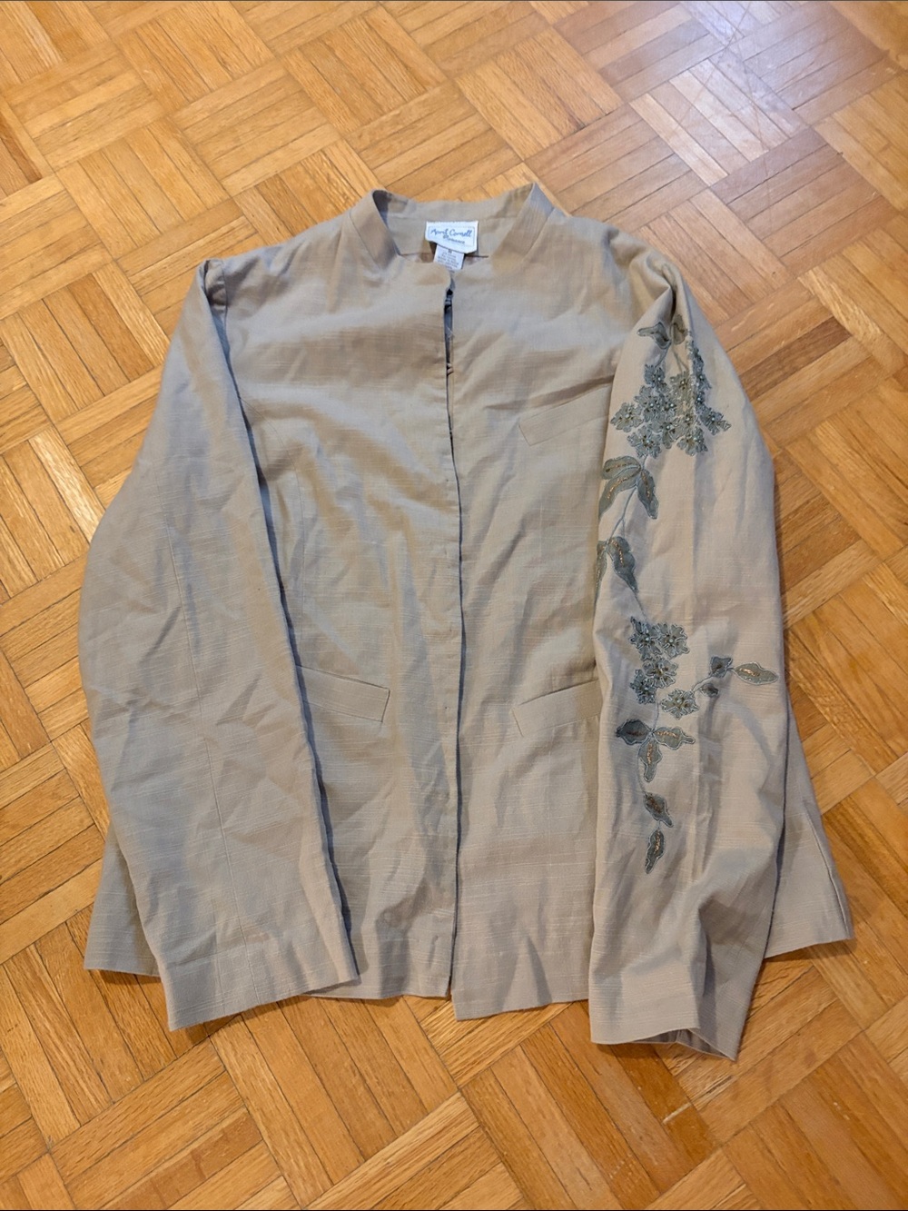 April Cornell Open-Front Jacket with Embroidered Sleeve